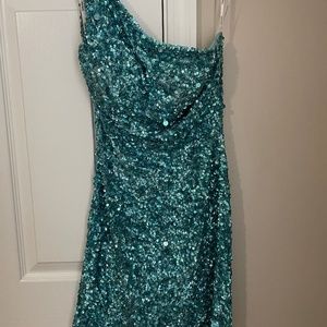 Aqua blue cocktail dress